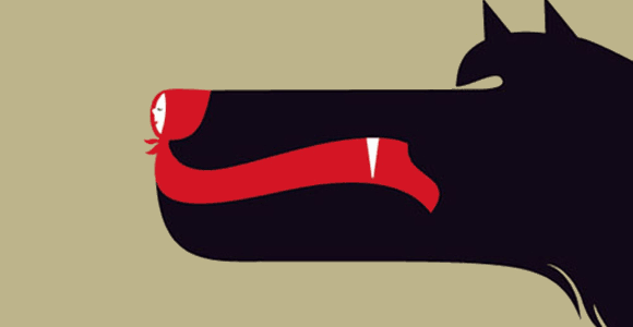 The wolf and little red riding hood -- imposition of negative space tells the story The wolf and little red riding hood -- imposition of negative space tells the story